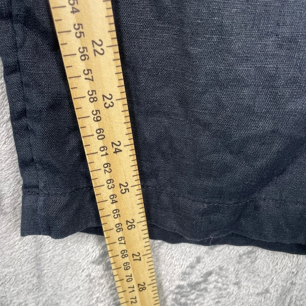 Tahari Linen Wide Leg Pants Womens Small Navy Blue Crop Elastic‎ Waist Lagenlook